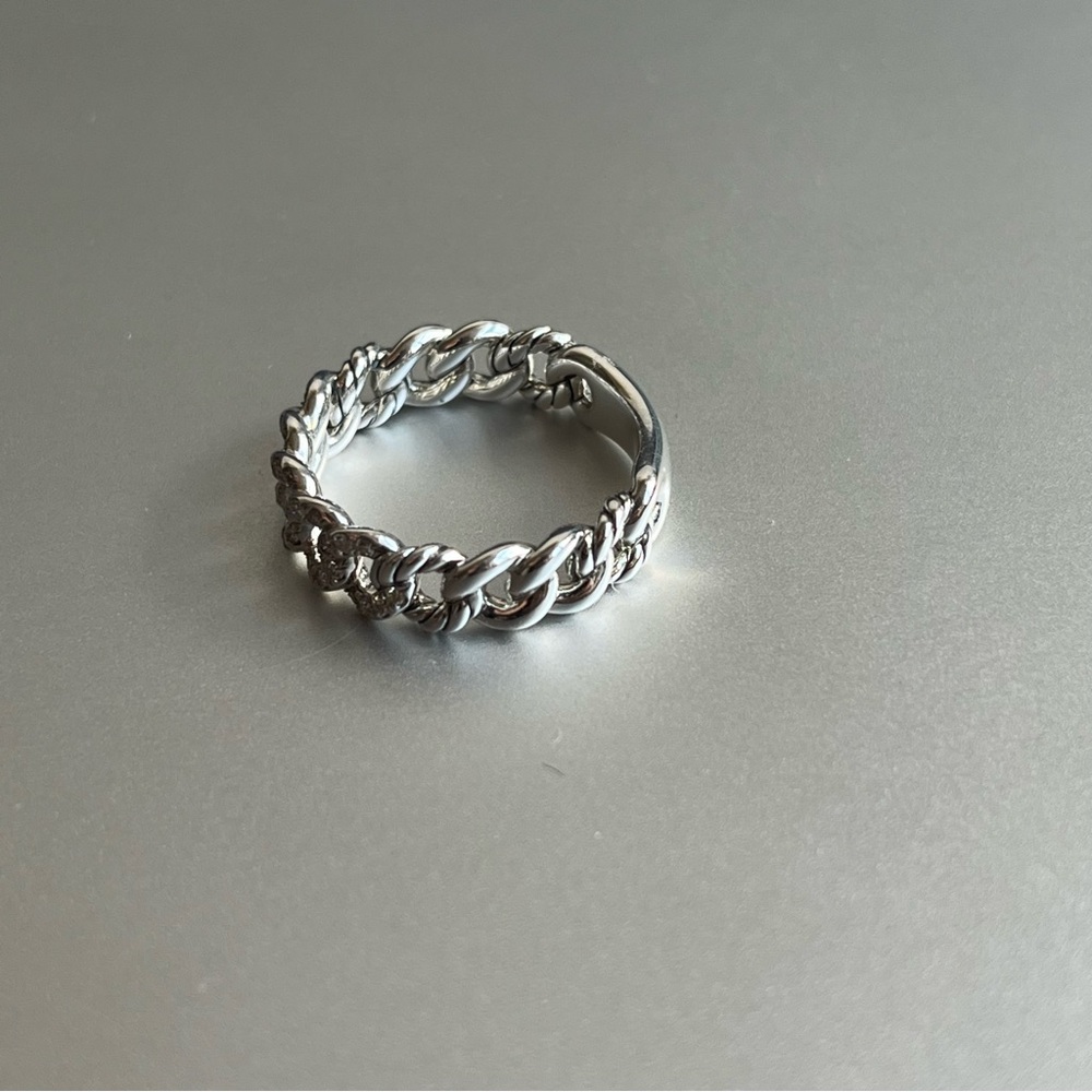 David Yurman Belmont Curb Link Band Ring Sterling Silver Diamonds - Picture 3 of 14